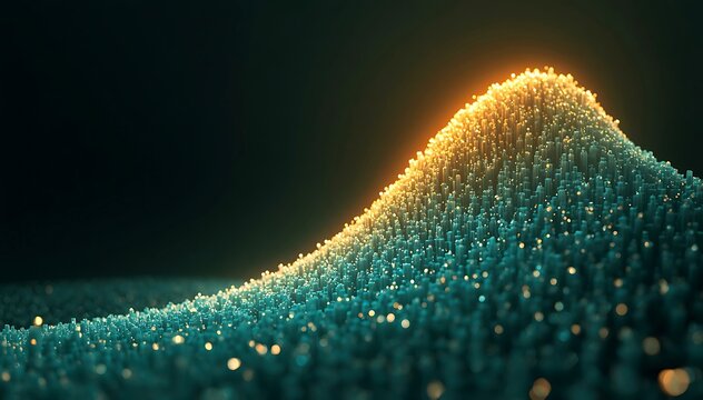 Abstract 3D digital landscape with glowing data points