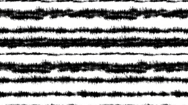 Seamless abstract pattern with textured black horizontal stripes on a white background.