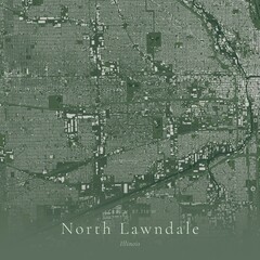 Obraz premium Sage Green Map of North Lawndale, United States | Modern Scandinavian Wall Art