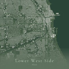 Obraz premium Sage Green Map of Lower West Side, United States | Modern Scandinavian Wall Art