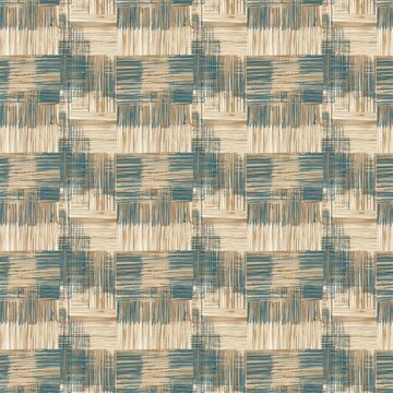 Seamless Woven Stripe Pattern in Beige and Blue with Hand Drawn Texture