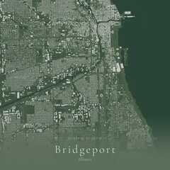 Obraz premium Sage Green Map of Bridgeport, United States | Modern Scandinavian Wall Art