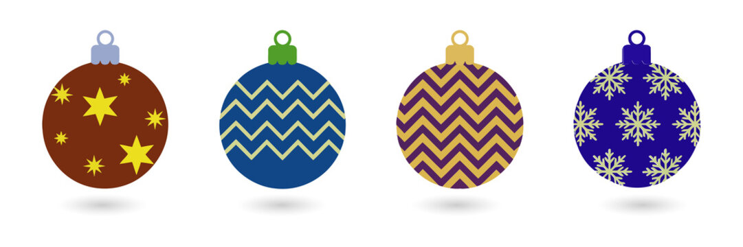 Colorful Christmas ornaments for holiday decoration transparent background