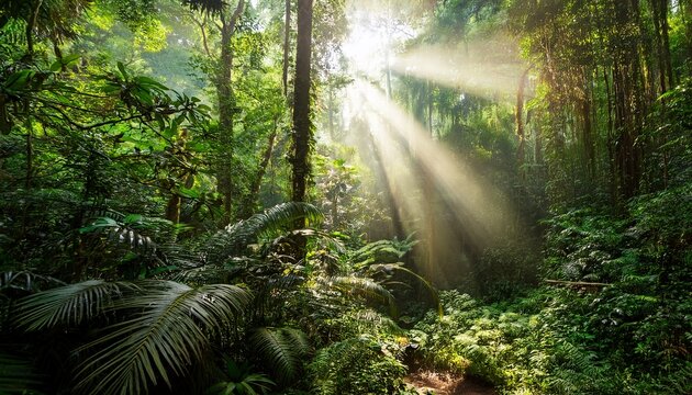 Sunrays Falling Deep Into A Thick Jungle