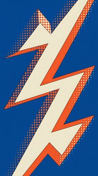 Retro lightning bolt icon with halftone