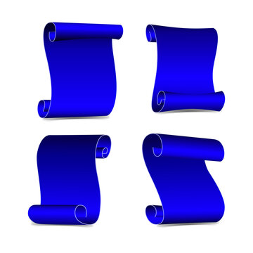 Blue scrolls of parchment on a transparent background