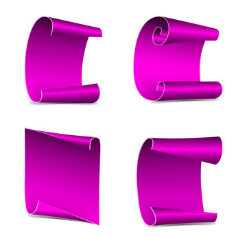 Pink scrolls of paper on transparent background