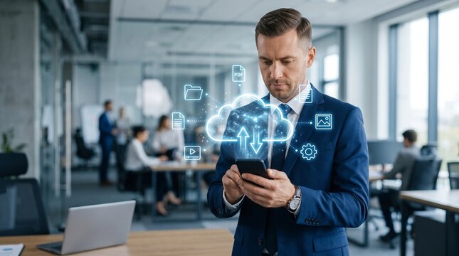 Cloud based file storage and secure data backup solution with encrypted privacy protection, real time synchronization and mobile access for file management. business continuity and digital security