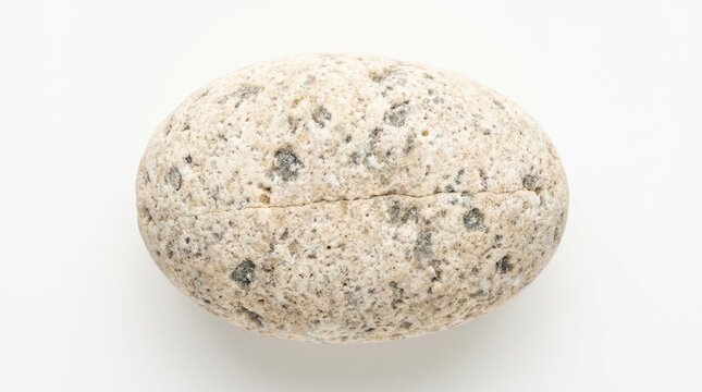 A single pebble rock with a rough surface texture isolated on white.