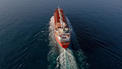 Great cargo ship sailing fast in open waters of the Mediterranean Sea close to the Spanish coast. © Jose Lledo