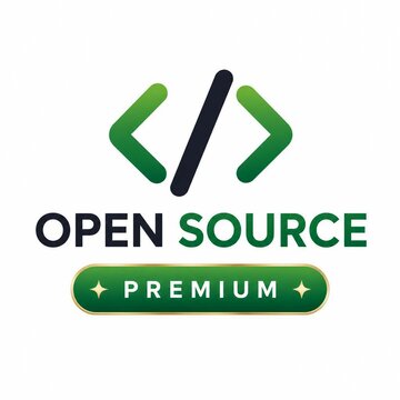 Premium open source software badge for developers and tech brands. High-quality vector emblem for coding, innovation, and digital collaboration.