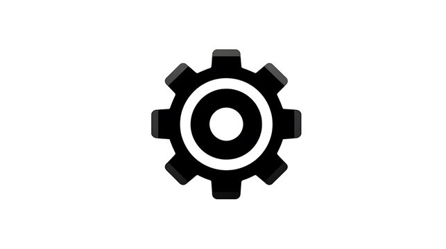A black cogwheel icon on a white background, symbolizing industry and mechanics