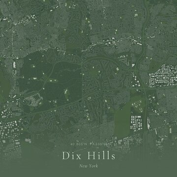 Sage Green Map of Dix Hills, United States | Modern Scandinavian Wall Art