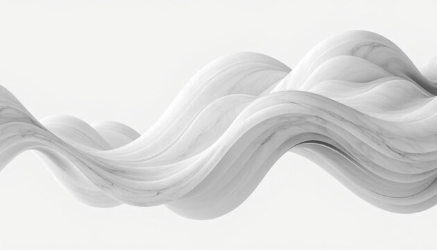 Abstract white liquid wave. Smooth flowing 3D shape with soft curves and minimalist style.