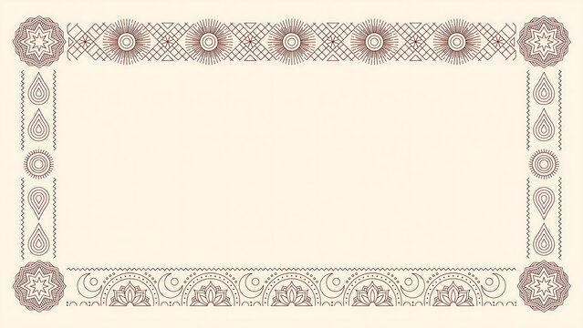 Brown boho geometric frame with decorative mandala patterns isolated on a transparent background