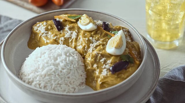 Authentic Peruvian Aj&iacute; de Gallina with Rice and Fresh Amarillo Peppers