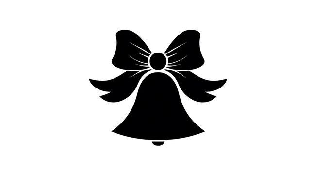 A black and white illustration of a bell adorned with a bow, symbolizing celebration and festivity