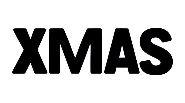 Bold black letters spelling XMAS on a white background