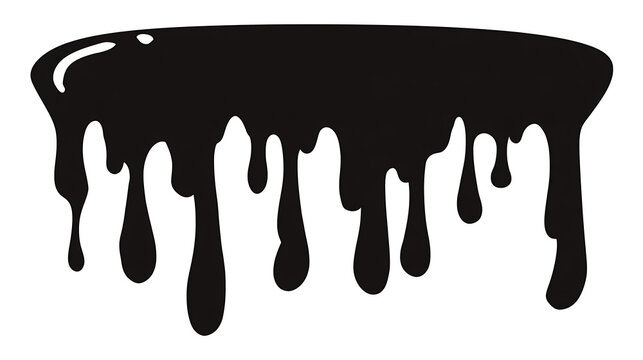 A black, viscous liquid dripping downwards, resembling tar or ink, creating abstract streaks against a plain background