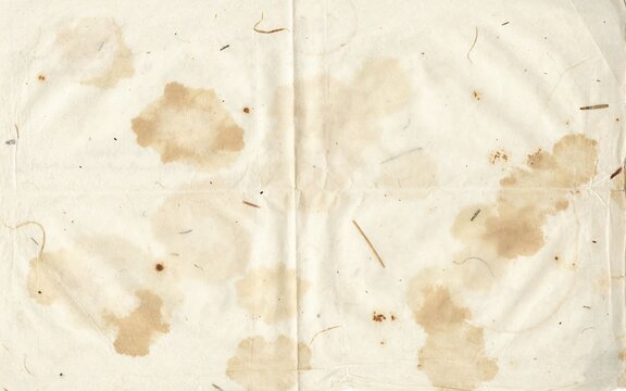 Old vintage paper texture with coffee stains and fiber inclusions