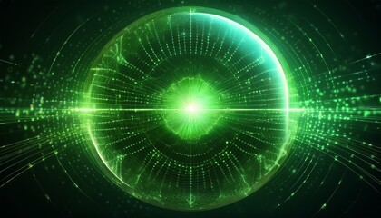 Fototapeta premium abstract futuristic background with a glowing green energy sphere and swirling light particles ideal for technology science ai digital energy and innovation concepts