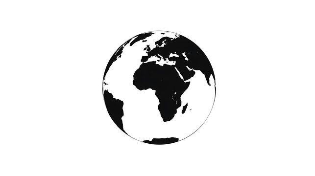 A black and white depiction of the Earth, showing continents and oceans, representing global connection or awareness