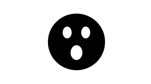 A simple graphic of a shocked face with wide eyes and an open mouth. The face is black with white eyes and mouth