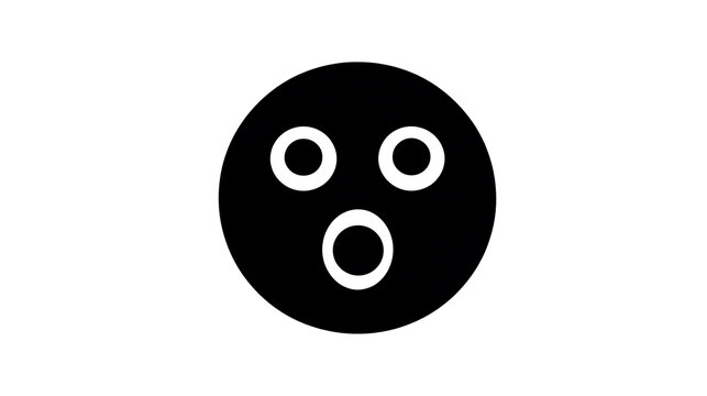 A black circle with three white circles representing a surprised face. The two smaller circles are above the larger, open circle.