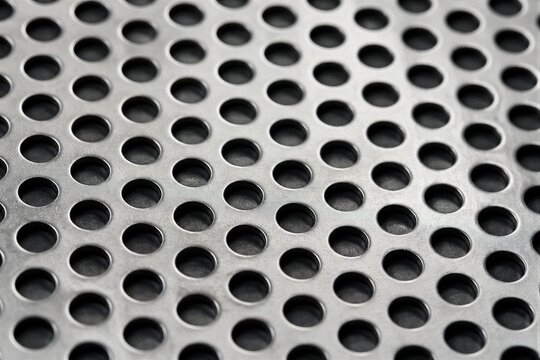 Metal sheet with circular perforations on textured surface