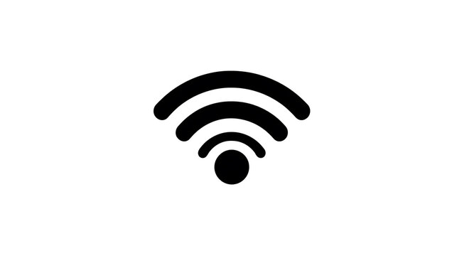 A simple black and white icon representing wireless connectivity, like a WiFi signal