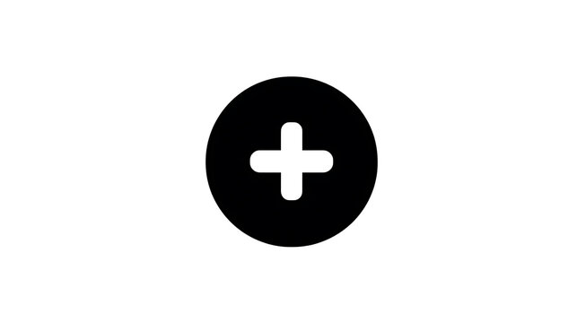 A simple black circle with a white plus symbol inside, representing addition or a positive choice