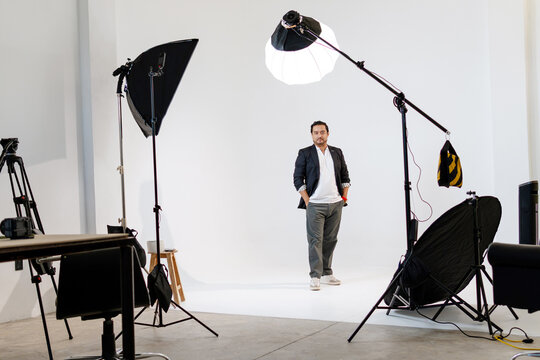 Latino businessman posing during a professional studio photoshoot