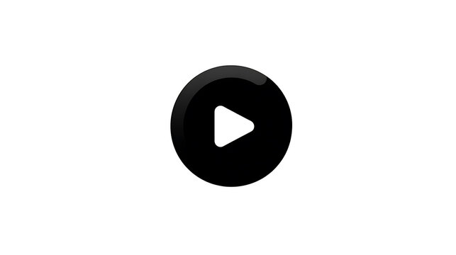 A black circular play button with a white triangular play symbol at the center. It is set against a stark white background