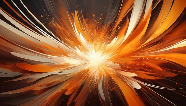 abstract explosion of light and lines with orange and white hues burst