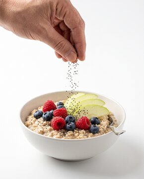 Oatmeal Bowl with Fresh Berries and Banana