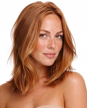 Woman with Trendy Copper Lob Haircut