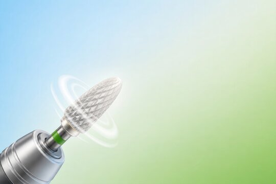 Beauty industry nail drill bit on blue green gradient 3D render