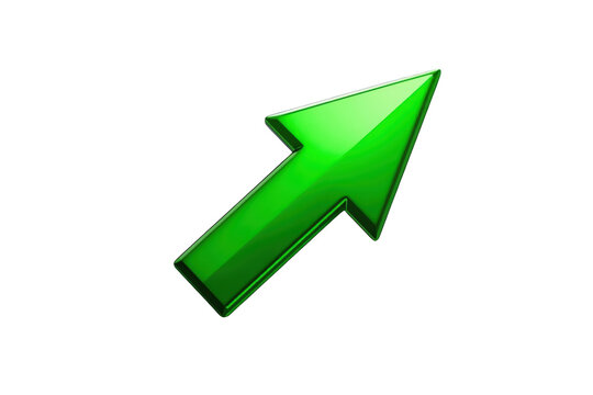 Bright green diagonal arrow pointing upward to the right