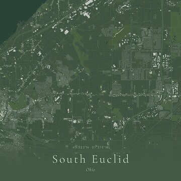 Sage Green Map of South Euclid, United States | Modern Scandinavian Wall Art