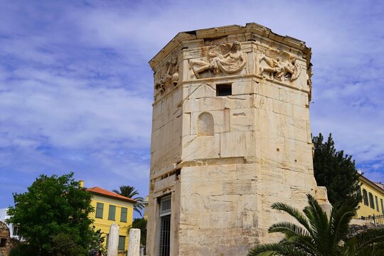 The Tower of the Winds, or Horologion of Andronikos Kyrrhestes, an ancient clocktower, In Athens, Greece