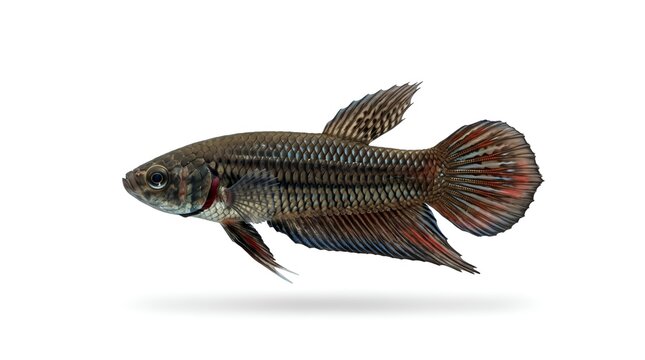 A wild type betta fish isolated on a white background.