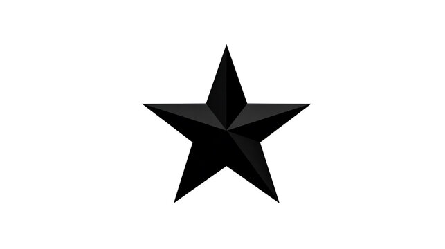 A solitary black star with five points rendered on a stark white background