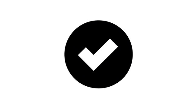 A simple and clean black circle with a white checkmark inside. This symbol conveys affirmation, confirmation, and completion