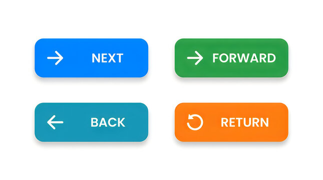 Flat ui navigation buttons set with next, back, forward, return