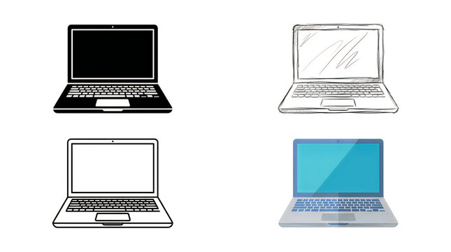 Four different laptop computer illustrations
