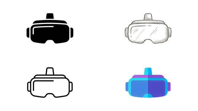 Virtual reality headset icon set illustration