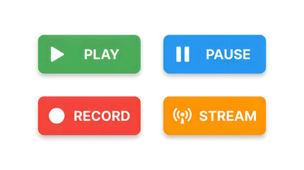 Fototapeta premium Flat media player control buttons set