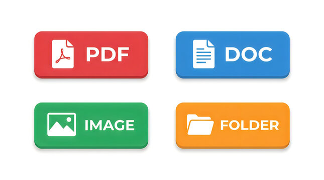 Flat design icons for file types pdf doc image folder