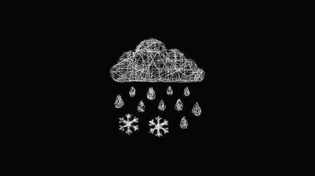 Sketch precipitation icon animation - smooth progressive reveal