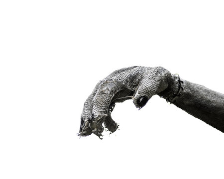 Creepy, frightening bandaged hand Isolated png on White Background for scary Halloween fun 